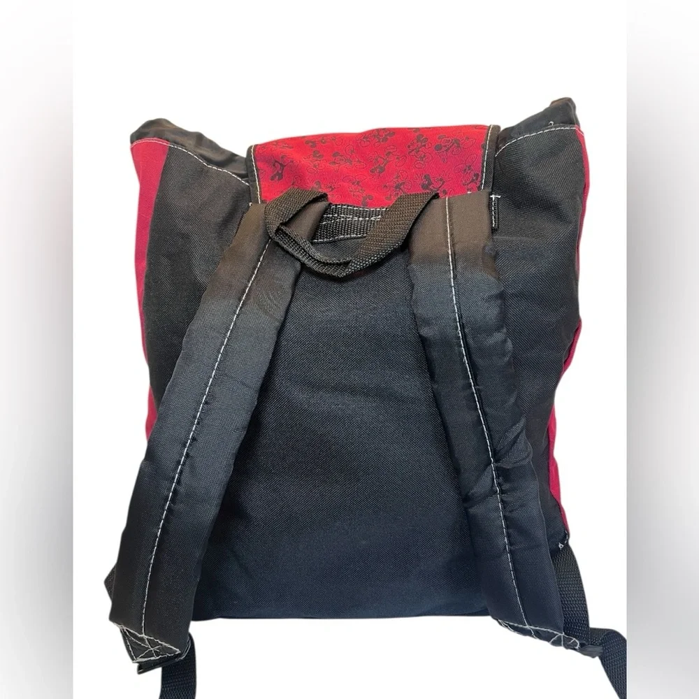 Vintage Rare Red and Black Disney MickeyMouse Drawstring Backpack with 2 Patches